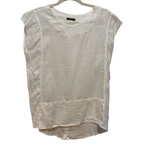 White linen cap sleeve tunic top Fairy cottagecore flowy small lightweight